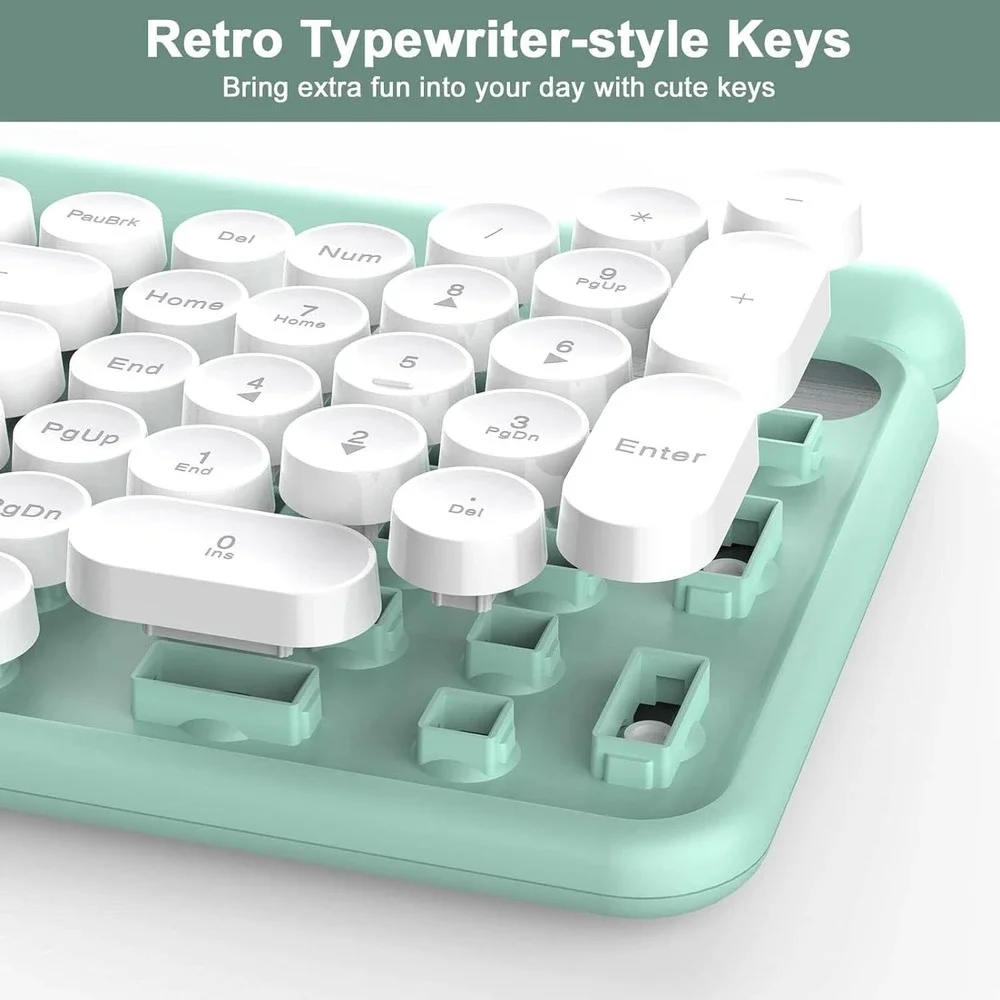 RaceGT LT400 2.4GHz Wireless Retro Keyboard Mouse Combo Cyan‎ USB